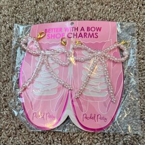 Packed Party Pink Pearl Shoe Charms with Gold Clips